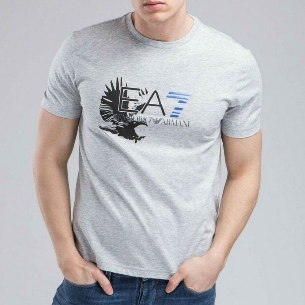 Emporio Armani EA7 Eagle Crewneck Tee Shirt Gray Certification of Authenticity